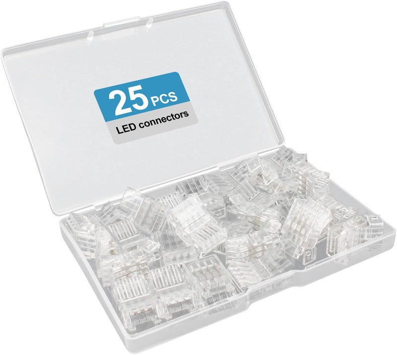 RGBZONE 25Pcs 4 Pin 10mm LED Connectors Gapless Solderless LED Strip to Wire Quick Connection for 10mm Wide 5050/3528 SMD RGB LED Strip Light - Image 3